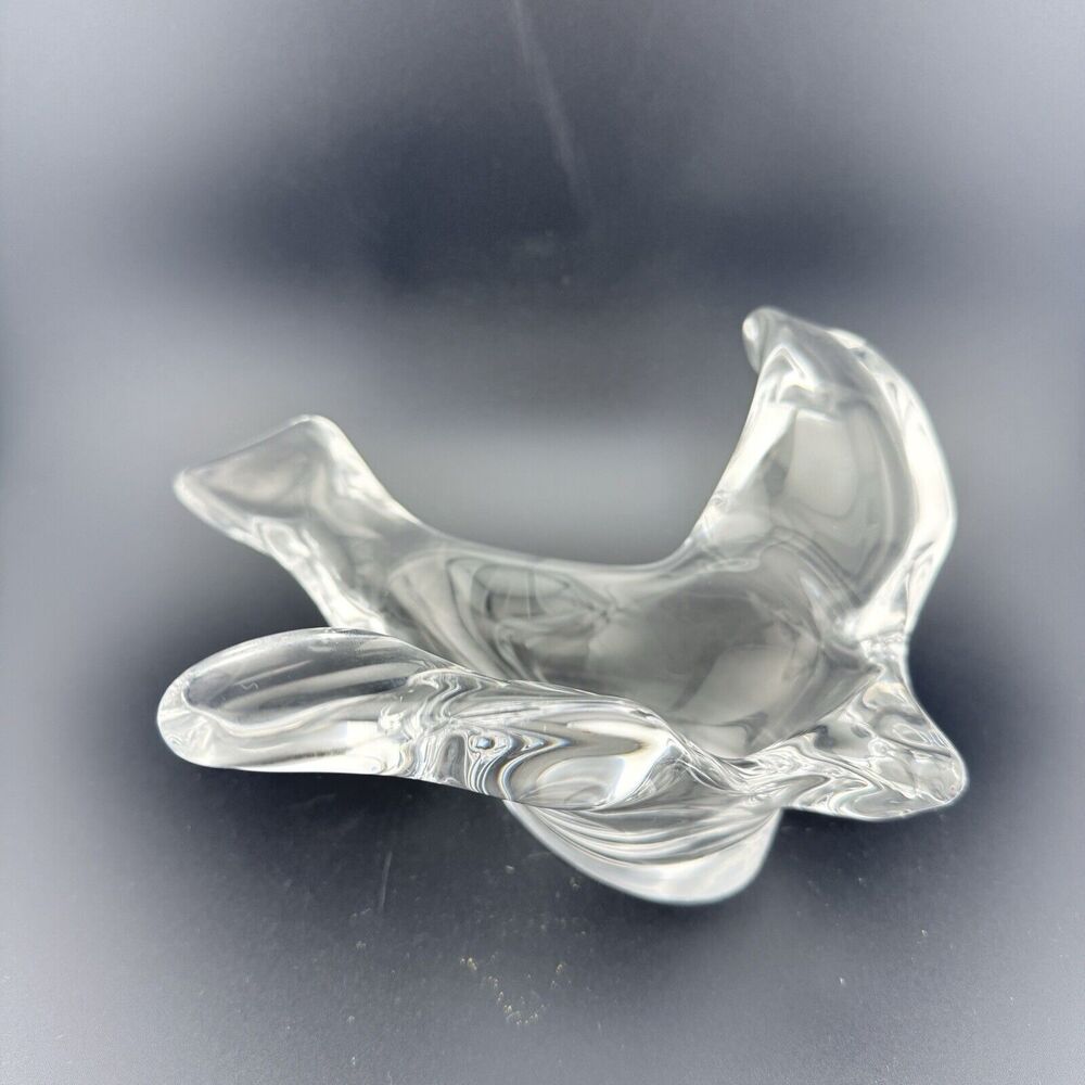 VTG MCM Princess House Led Crystal Bird Trinket Candy Dish from France 8"